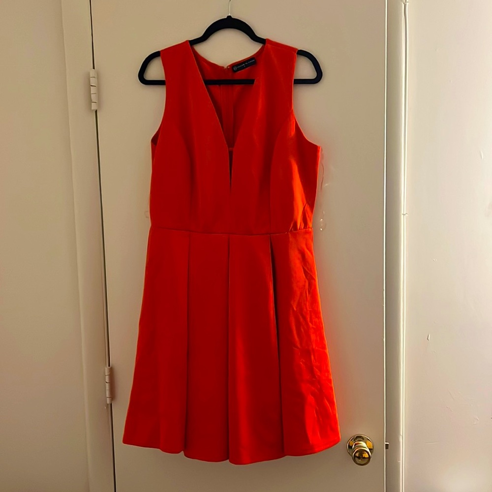 Fashion to figure burnt Orange midi dress with hidden zipper in back size 1